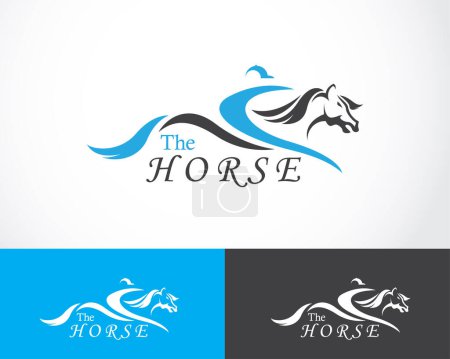 Ilustración de Diseño del logo del caballo diseño de carrera de velocidad minimalista, concepto de diseño campeón deportivo - Imagen libre de derechos
