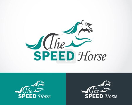 Ilustración de Logo caballo diseño creativo concepto correr velocidad fuerte creativo - Imagen libre de derechos