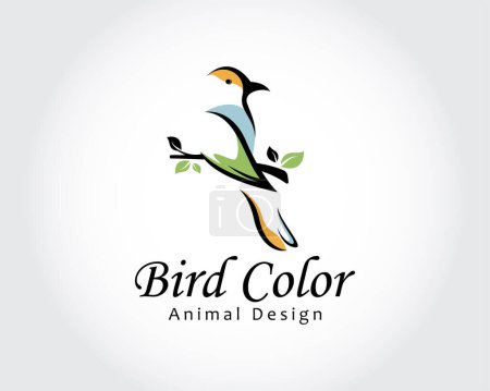 Téléchargez les illustrations : Oiseau logo créatif art design animal vecteur créatif couleur - en licence libre de droit