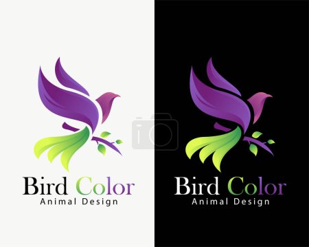 Téléchargez les illustrations : Oiseau couleur dégradé logo créatif animal volant logo conception concept créatif - en licence libre de droit