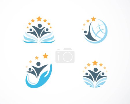 Illustration for Education logo set success star growth globe care people design concept - Royalty Free Image