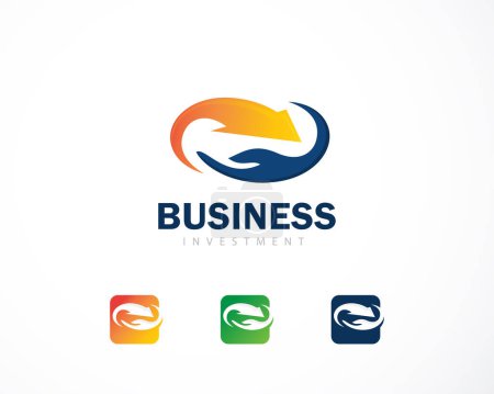 Ilustración de Logotipo de inversión creativo negocio flecha cuidado logo diseño concepto - Imagen libre de derechos