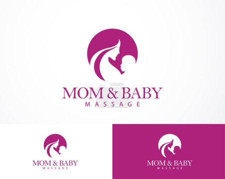 Téléchargez les illustrations : Maman et bébé logo soins créatifs massage des mains concept de conception - en licence libre de droit