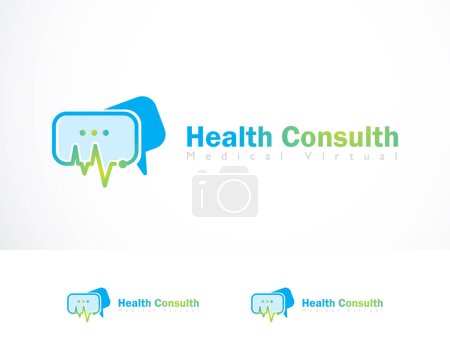 Téléchargez les illustrations : Santé consulter logo médical créatif médecin chat virtuel conception web graphique - en licence libre de droit