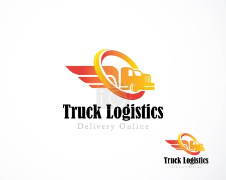 Ilustración de Logística de camiones logo creativo gradiente de color express transport design concept fast - Imagen libre de derechos