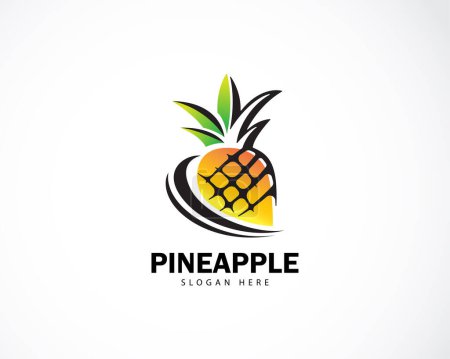 Téléchargez les illustrations : Ananas ferme logo conception créative concept aliments légumes - en licence libre de droit