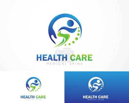 Téléchargez les illustrations : Santé colonne vertébrale logo créatif personnes soins logo main créative médical - en licence libre de droit