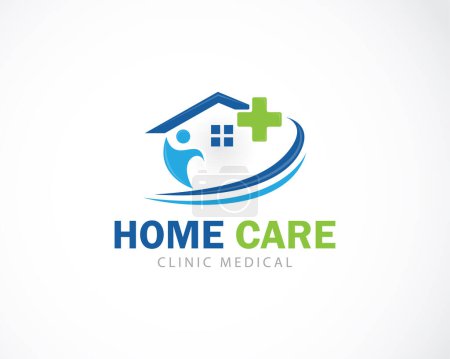Ilustración de Cuidado en el hogar logo creativo médico clínica diseño gráfico concepto creativo - Imagen libre de derechos