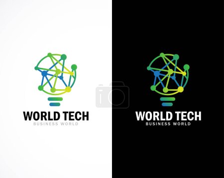 Téléchargez les illustrations : Monde technologie logo innovation créative science ampoule logo conception créative concept - en licence libre de droit