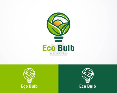 Ilustración de Eco bulbo logo creativo granja innovación diseño concepto naturaleza - Imagen libre de derechos
