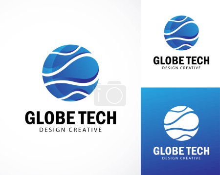 Téléchargez les illustrations : Globe technologie logo monde créatif numérique connecter conception concept couleur gradient - en licence libre de droit