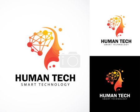 Illustration for Human tech logo creative smart growth brain tech connect network digital logo design concept innovation - Royalty Free Image