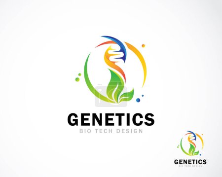 Téléchargez les illustrations : Génétique logo créatif nature couleur dégradé science ADN logo - en licence libre de droit