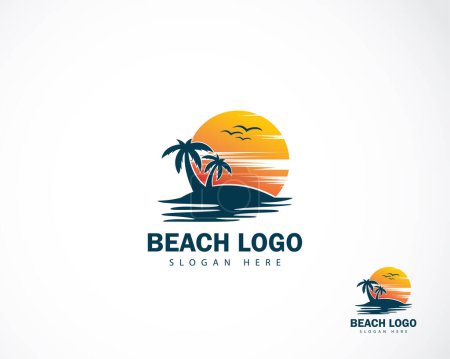 Ilustración de Logo beach creative sunrise travel beauty nature design concept - Imagen libre de derechos