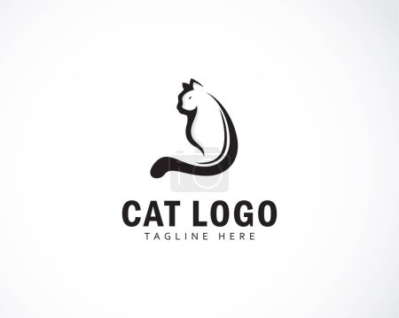 Téléchargez les illustrations : Chat logo conception créatif animal soin tête daigne vecteur noir - en licence libre de droit