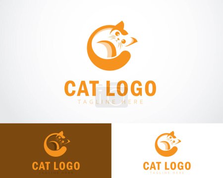 Téléchargez les illustrations : Chat logo créatif animal design emblème vecteur tête animalier soins pour animaux alimentation animal - en licence libre de droit