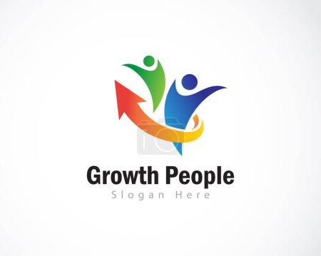 Ilustración de Crecimiento gente logo inteligente educación equipo amistad flecha diseño icono - Imagen libre de derechos