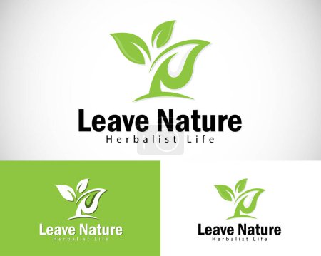 Leave nature logo creative herbal design