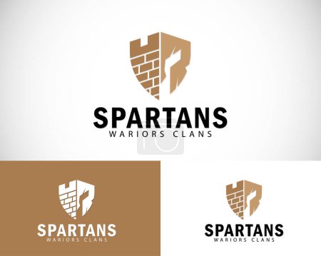 spartan clan logo design créatif concept casque soldat fort