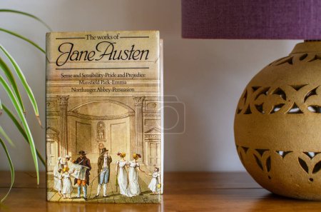 Photo for Exeter UK. 02-13-24. Jane Austen, The works of. English novelist whose works of romantic fiction, set among the landed gentry. copy space. - Royalty Free Image