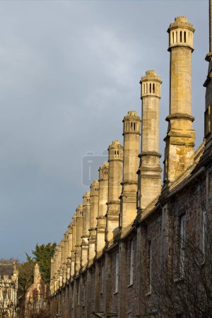 Photo for Wells, Somerset, uk. January 11th 2023. Vicars close, Wells. Raised chimneys in Europe's oldest residential street. Situated near Wells cathedral. Editorial with copy space. - Royalty Free Image