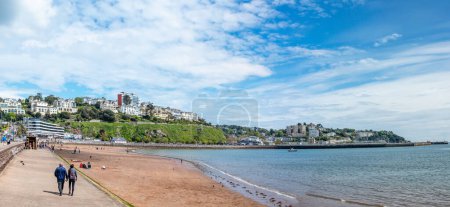 Photo for 05-01-24 Torquay, Devon, uk. Torquay seafront panorama image. English riviera with cafe's, bars. Torquay marina with boats and yachts . Princess theatre. - Royalty Free Image