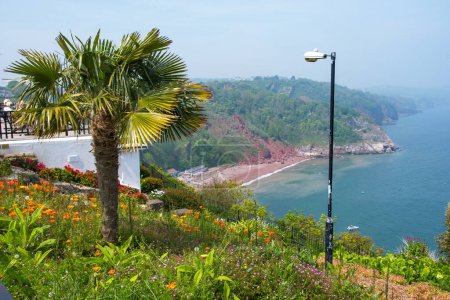 Babbacombe beach in Torquay, Devon. English riviera tourism. Viewed from Babbacombe downs.