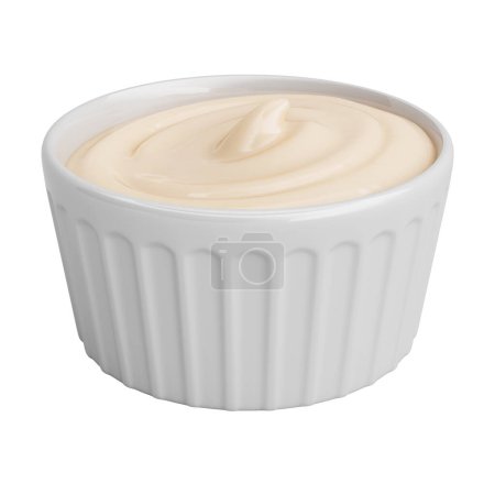 Téléchargez les photos : Pot de mayonnaise en porcelaine blanche avec fond transparent - en image libre de droit