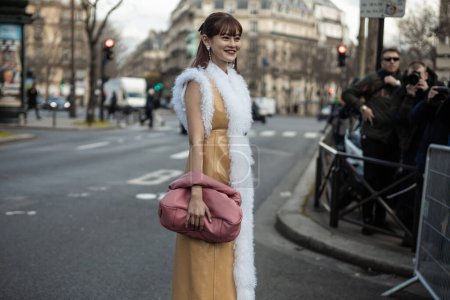 Photo for Emma Ashman poses outside MIU MIU show, during Paris Fashion Week Womenswear Fall/Winter 20-21. - Royalty Free Image