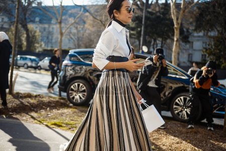 Photo for PARIS, FRANCE - FEBRUARY 26, 2019: Yoyo Cao seen outside DIOR show, during Paris Fashion Week Womenswear Fall/Winter 2019/2020. - Royalty Free Image