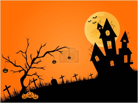 Illustration for Horror Graveyard Silhouette Halloween Illustration - Royalty Free Image
