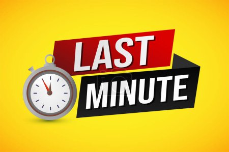 Illustration for Last minute offer watch countdown Banner design template for marketing. Last chance promotion or retail. background banner poster modern graphic design for store shop, online store, website - Royalty Free Image