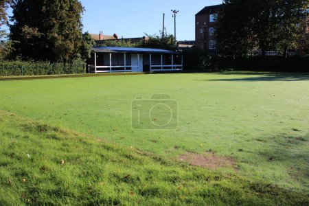 Photo for Bowls court, no people, taken on a sunny autumn morning, bowling green - Royalty Free Image