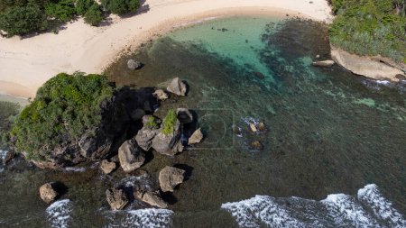 Photo for Aerial View of Watu Leter Beach with white sand - Royalty Free Image