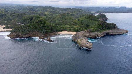 Photo for Aerial View of the overall view of Watu Lepek Beach in East Java, Indonesia - Royalty Free Image