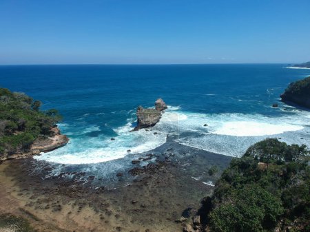 Photo for Aerial for Ngliyep Beach in South Malang, East Java, Indonesia - Royalty Free Image