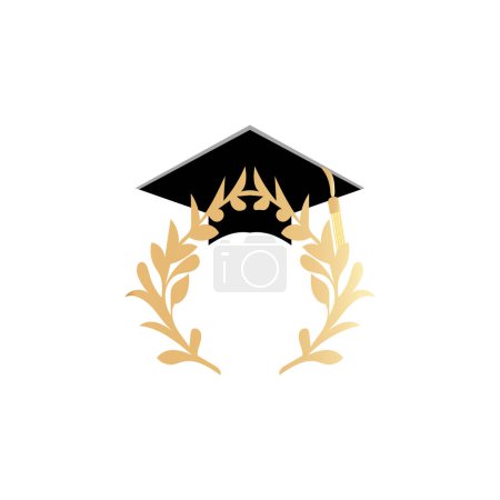Illustration for Background Laurel Wreaths Graduation hatTraditional GoldSchool Color Bright and Vibran - Royalty Free Image