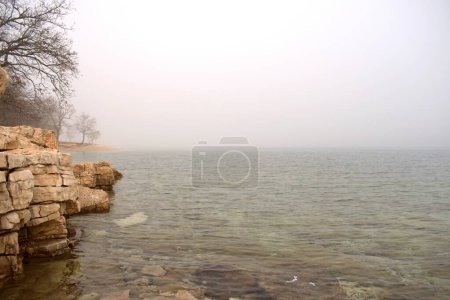 Nebel am Meer, Kroatien, Cervar-Porat, März,