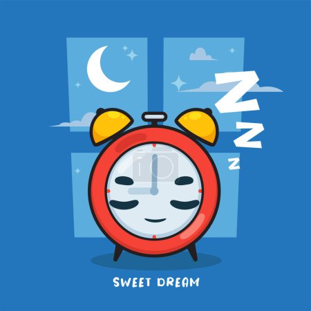Illustration for The Sleeping Clock. Isolated Vector Illustration. - Royalty Free Image
