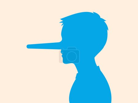 Illustration for A silhouette of a man with long nose. Isolated Vector Illustration - Royalty Free Image
