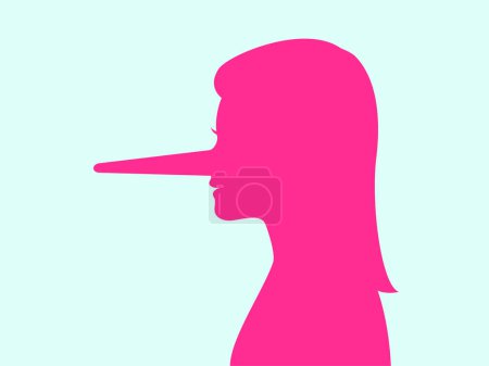 Illustration for A silhouette of a woman with long nose. Isolated Vector Illustration - Royalty Free Image