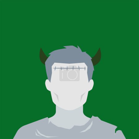 Illustration for Portrait of the faceless with stitch on the forehead. Isolated Vector Illustration - Royalty Free Image