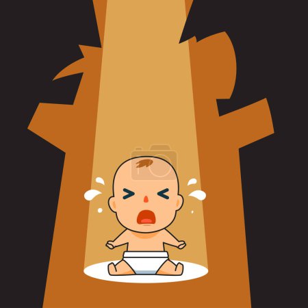 Téléchargez les illustrations : Un bébé pleurant, témoin de parents se querellant bruyamment. - en licence libre de droit