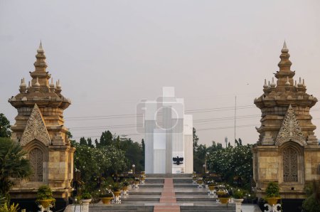 Photo for Jakarta 25 September 2023 - Kalibata Heroes Cemetery Gate in Jakarta, Indonesia. The burial place where heroes are buried - Royalty Free Image