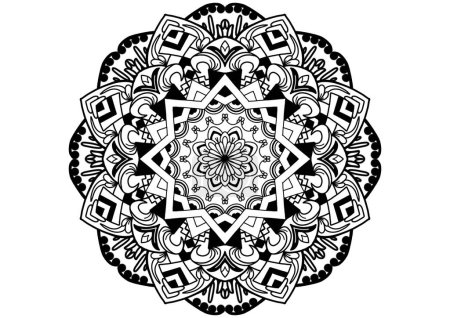 Téléchargez les photos : Modèle de mandala abstrait. Forme géométrique. Forme de fleur inhabituelle. Conception pour un papier peint, chemise, carrelage, henné, Mehndi, tatouage, décoration. Ornement décoratif de style oriental ethnique. - en image libre de droit