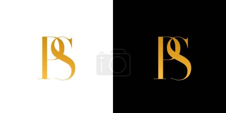 Modern and luxurious PS  letter initial logo