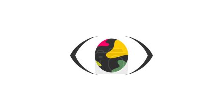 Téléchargez les illustrations : Unique et moderne l'oeil du monde logo design - en licence libre de droit