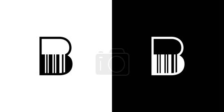 Téléchargez les illustrations : Design unique et moderne de logo de code-barres B - en licence libre de droit