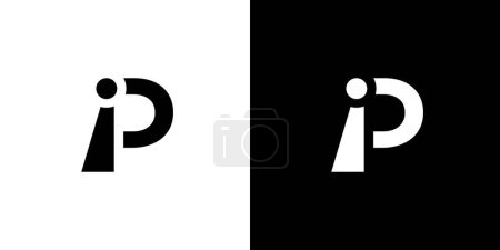 Diseño moderno y único del logotipo de las iniciales IP de la letra