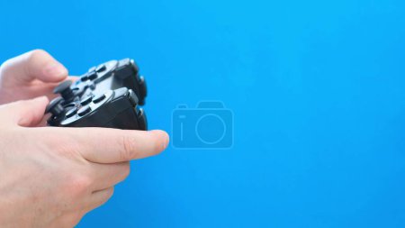 Photo for Modern game controller isolated on white blue background. - Royalty Free Image